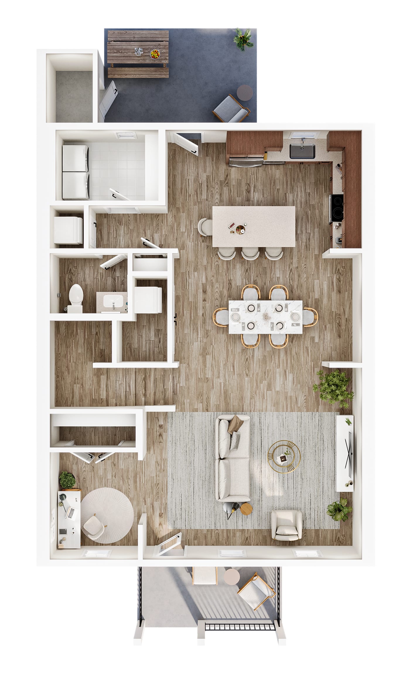 4 Bedroom Townhouse Type I — 3D Floor Plan First Floor