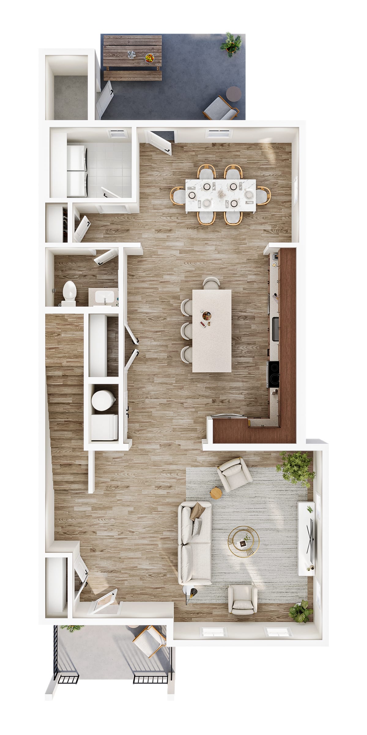 4 Bedroom Townhouse Type II — 3D Floor Plan First Floor
