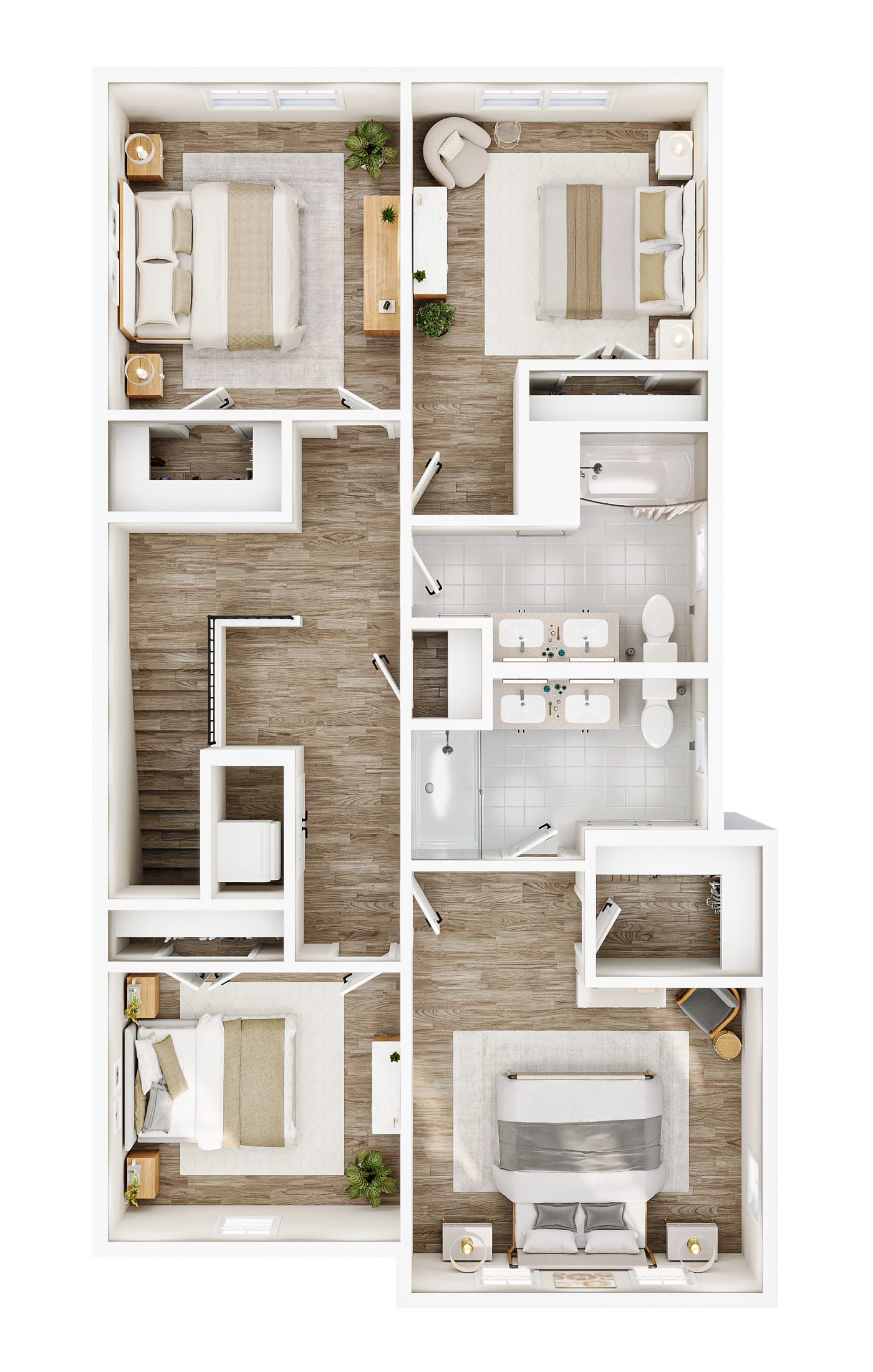 4 Bedroom Townhouse Type II — 3D Floor Plan Second Floor